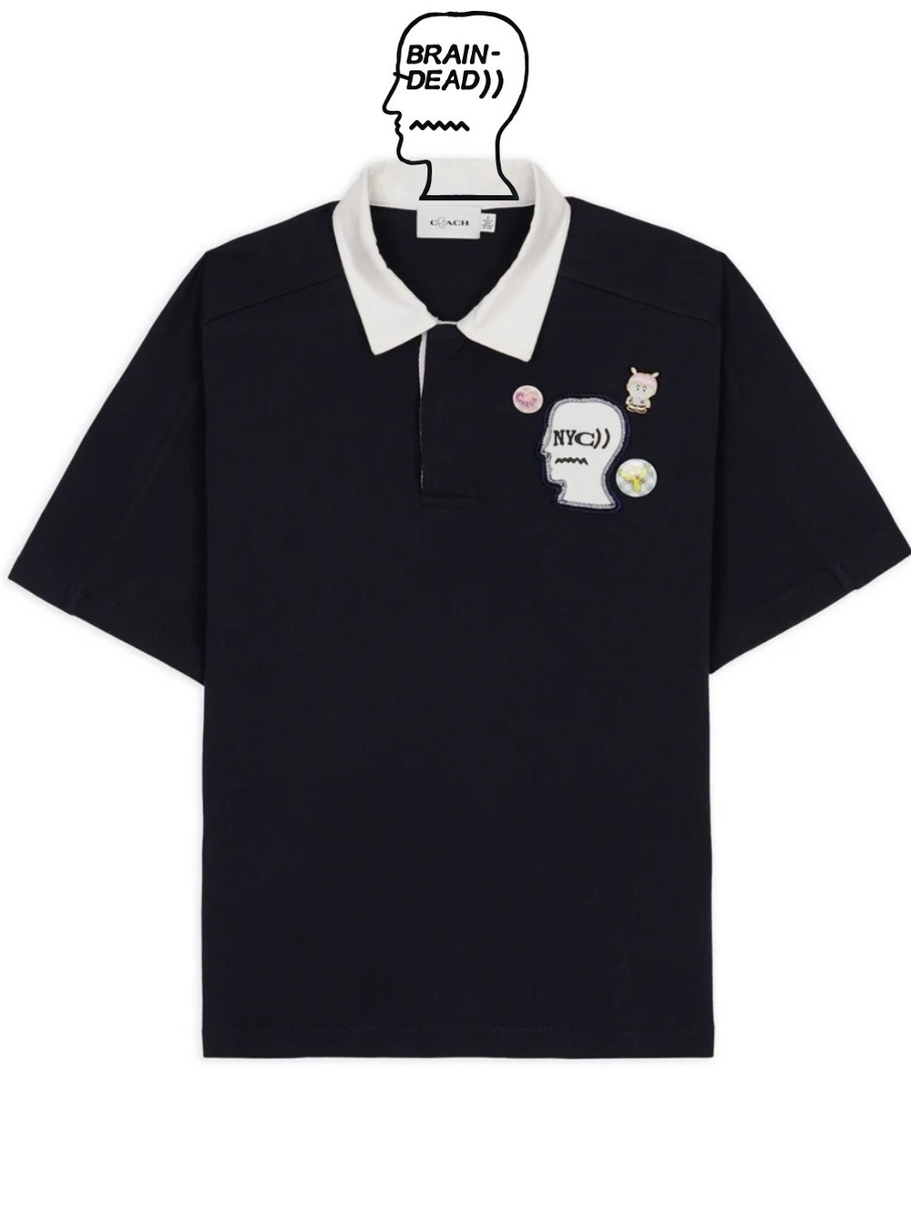 NEW BRAIN DEAD X COACH RUGBY POLO - NAVY Bag Charm Keychains